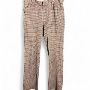Farah tan and brown straight leg trousers